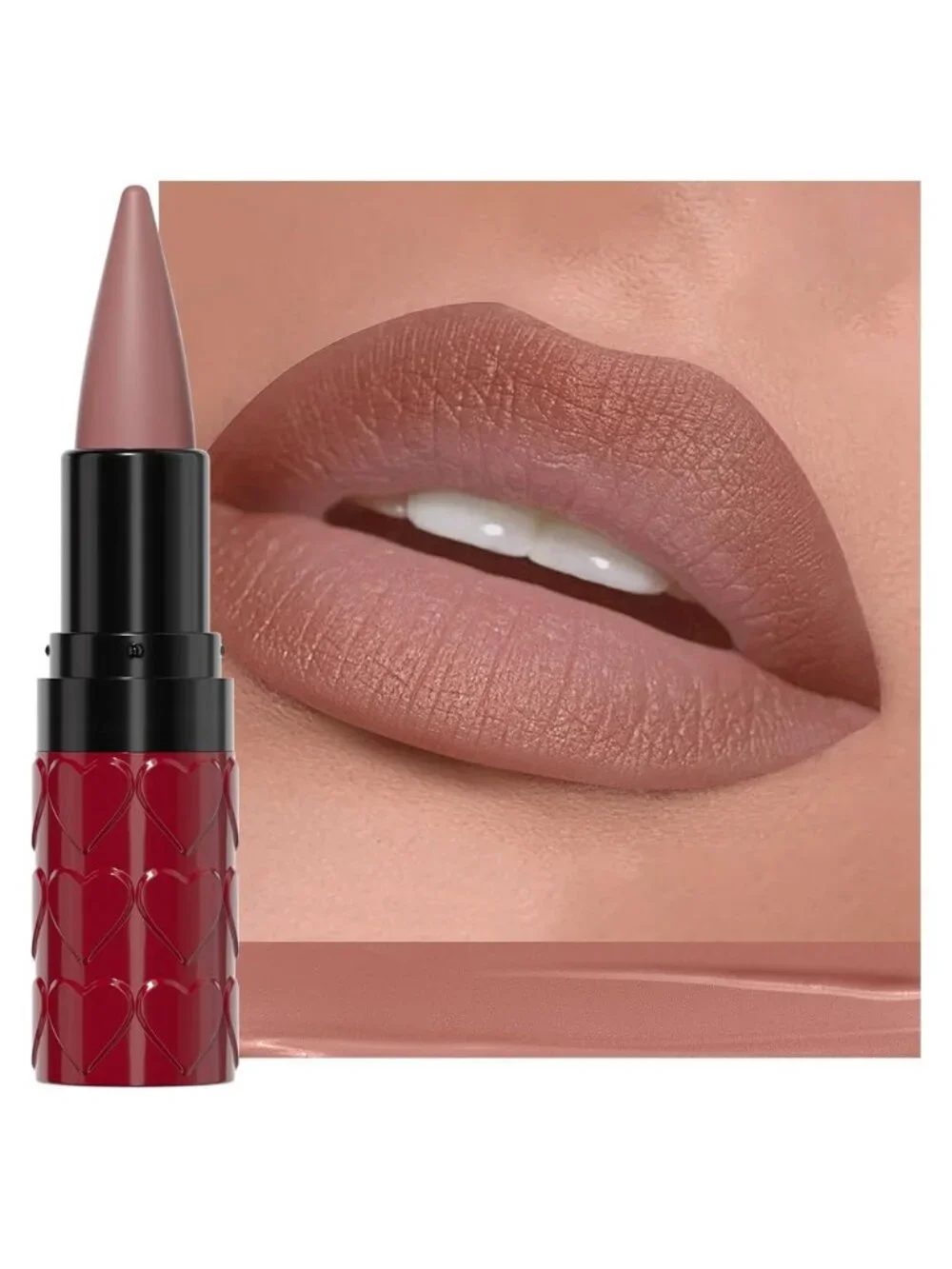 Women 1Pcs-C03 Real Nude Shimmery Metallic Cone-Tip Glitter Lipstick Lip Liner